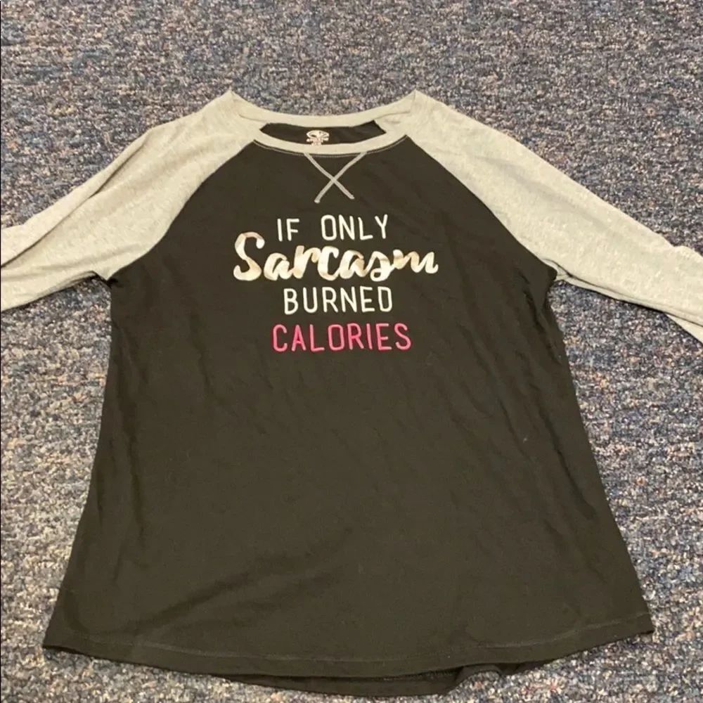 Athletic Works Black and Gray Long Sleeved Tee M